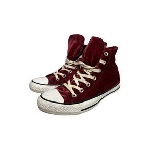 Converse All Star Maroon Velvet Velour Chuck Taylor Shoes Women’s 8